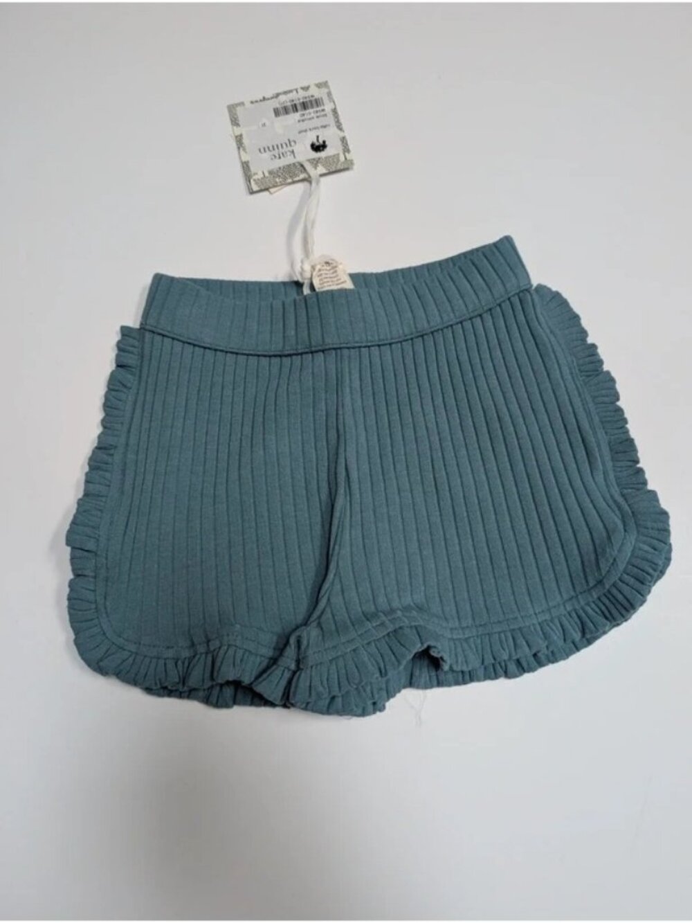 Kate Quinn Wide Rib Blue Smoke Ruffle Track Shorts 2T